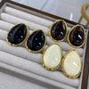 2026 Poplar Forest Milky White Water Drop Earrings Matte Engraved Edge Exaggerated Stud Earrings Resin High-End Women