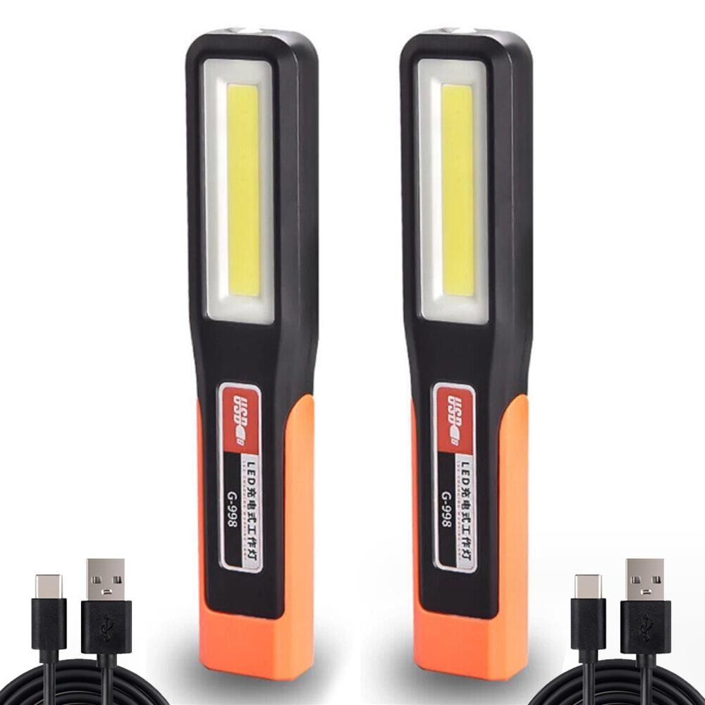 1-10PCS Powerful LED Work Light with Magnet Lighting Flashlight Car Garage Mechanic Lamp USBCharging COB Emergency Warning Light