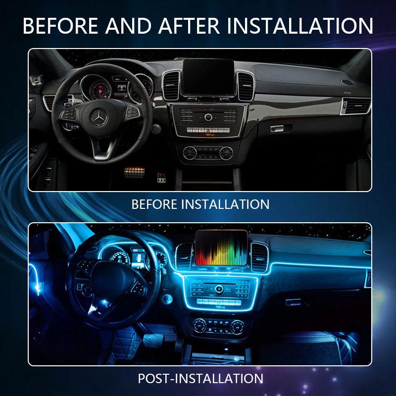 LED Car Interior Ambient Strip Light With APP Remote Control Auto Decorative Lamp RGB Fiber Optic Atmosphere Neon Lighting Kit