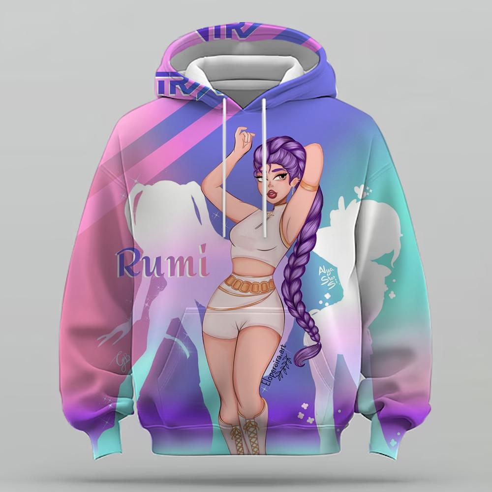 Kleidung für Kleinkindmädchen KPop 'Devil Hunter' Hoodie Mode Lässiger Pullover Neuer Film Kinder Kapuzenoberteil
