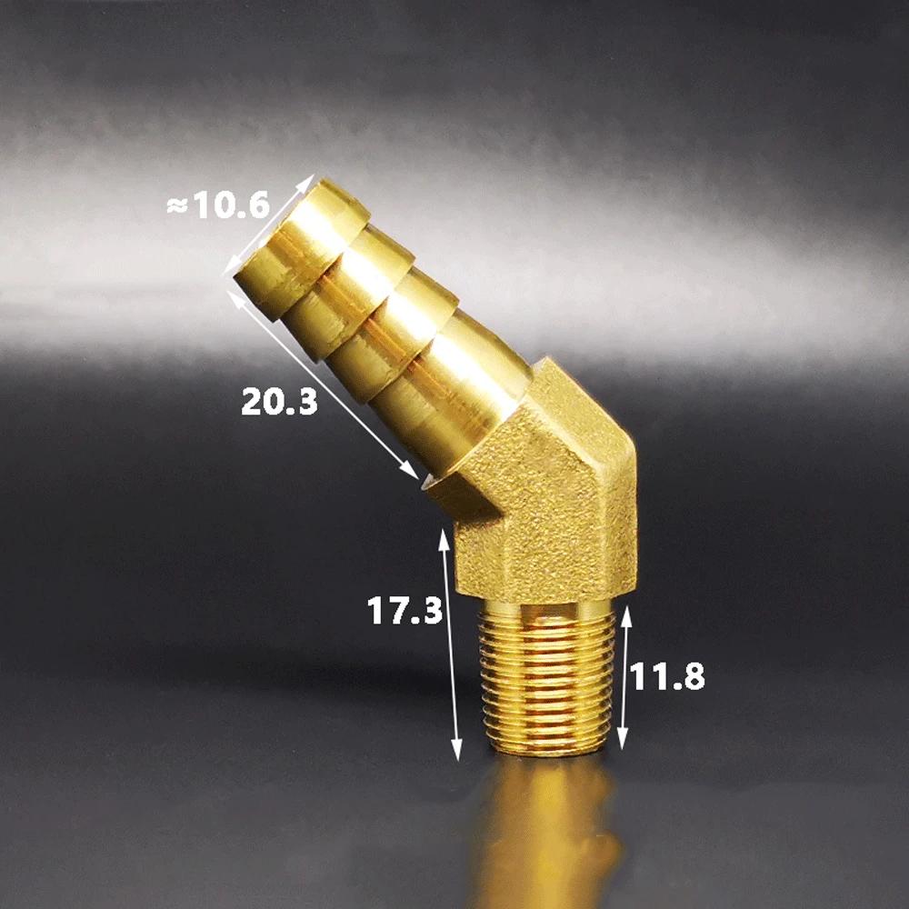 

1/8 1/4 BSPT Male x 8 10 12mm Hose Barb 45 Degre Elbow Brass Pipe Fitting Adapter Coupler Connector Hosetail Water Gas Oil Male&45 Degre Elbow