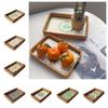 2pcs Rectangular Weaving  Storage Tray Handmade Fruit Dish Basket  Organizer Tray