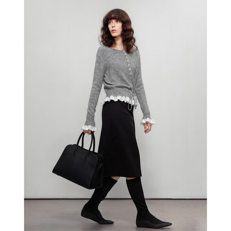 Demana Women's Wool Blend Lace Detail Knit Cardigan