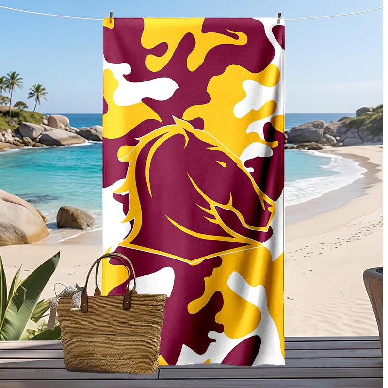Brisbane Broncos Print Beach Towel Soft Portable Quick?dry Towel For Pool Summer Vacation Outdoor Sport