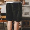 Men Shorts Elastic Waist Adjustable Casual Shorts Solid with Pockets Drawstring Color Wide Leg Corduroy Beach Shorts