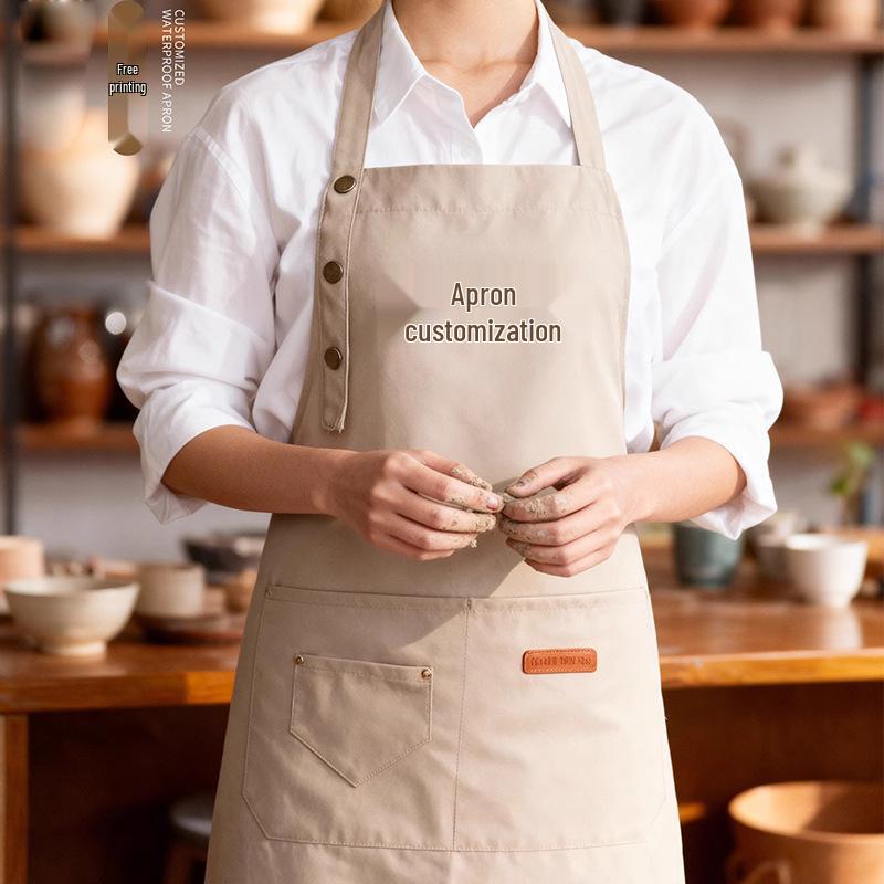 New Style Waterproof Three-Button Halter Apron with Custom Logo - Ideal for Catering, Gifts, and Advertising