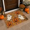 Happy Halloween Bath Mat Pumpkin Ghost House Bat Pattern Non‑Slip Absorbent Floor Rug for Bathroom Entryway Home Halloween Party