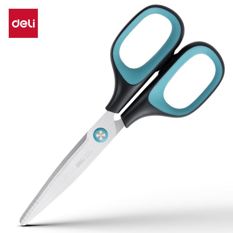 Deli Classic Office Scissors - 175mm Long Blade, Soft Rubber Handle, Ideal for Students & Crafts.