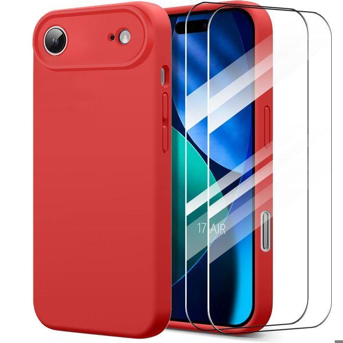 Coque de Protection - BOOLING - pour iPhone Air - Silicone Liquide Slim Anti-Rayures Rouge - 2 Vitres