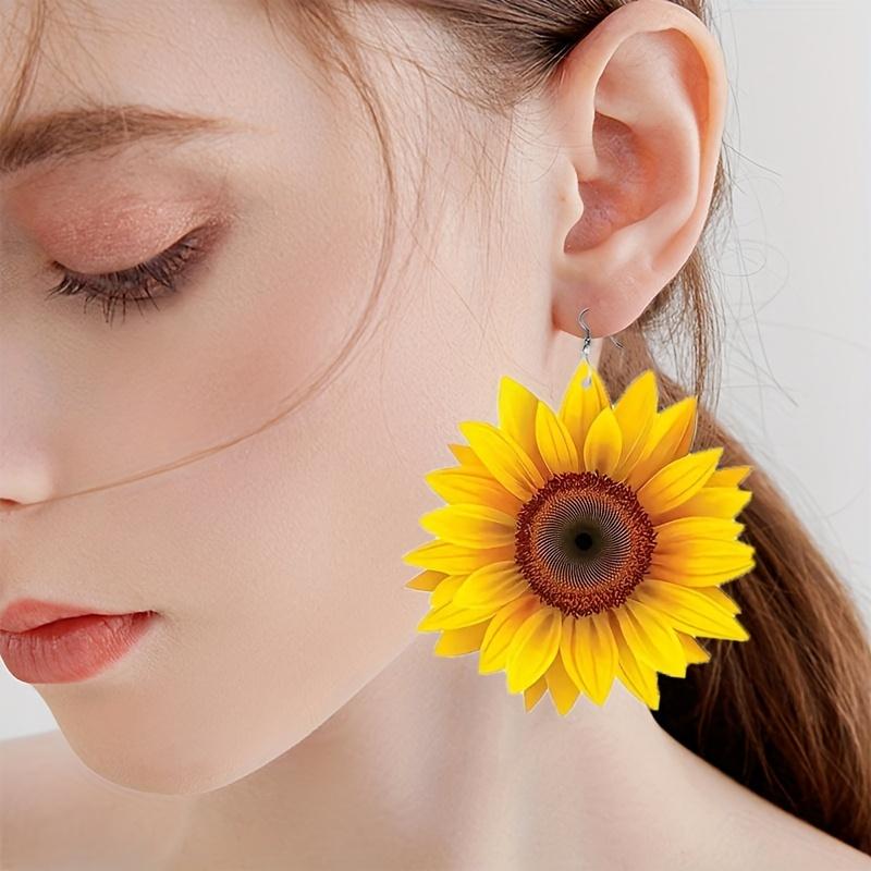1 Paar Sonnenblumen-Ohrringe, flache kreative Party-Ohrringe aus Acryl, warme Menschen um die kleine Sonne, ein Geschenk an Freunde, Sonnenblumenblüten