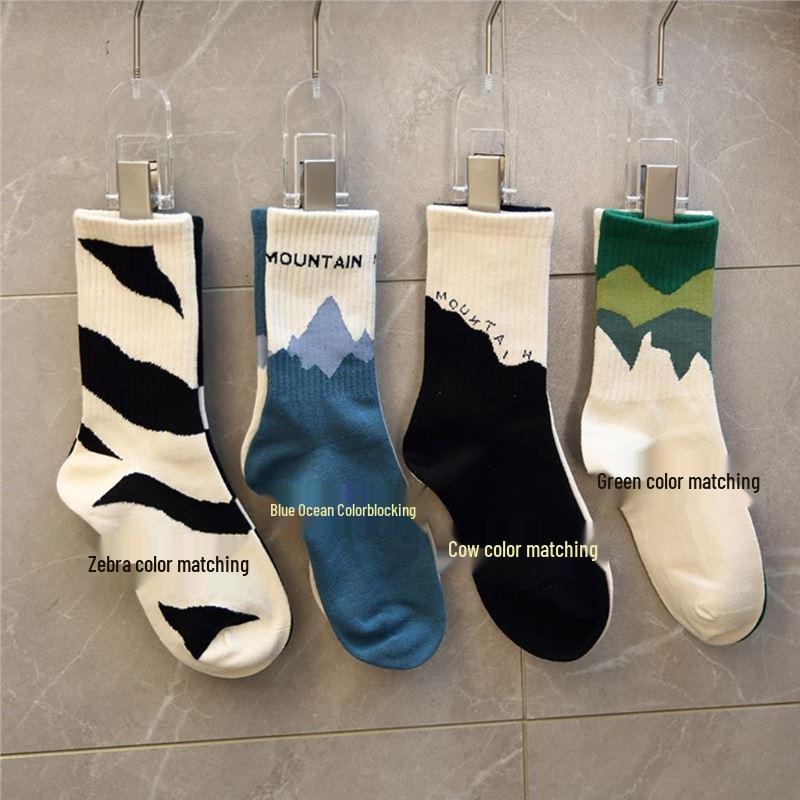 

Асимметричные нишевые уличные носки – Унисекс, спортивные и повседневные, для весны/осени Cow Patchwork