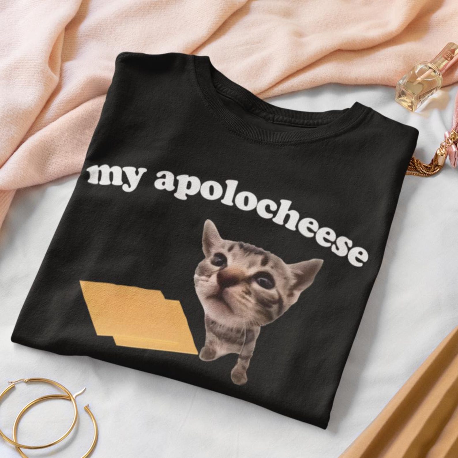 My Apolocheese Funny Cat Dank Meme Tee Shirt Gift for Woman and Man, Ugly Shirts, Cringe T shirt, Unhinged T shirt, Inappropriate Tees, Gifts 4XL