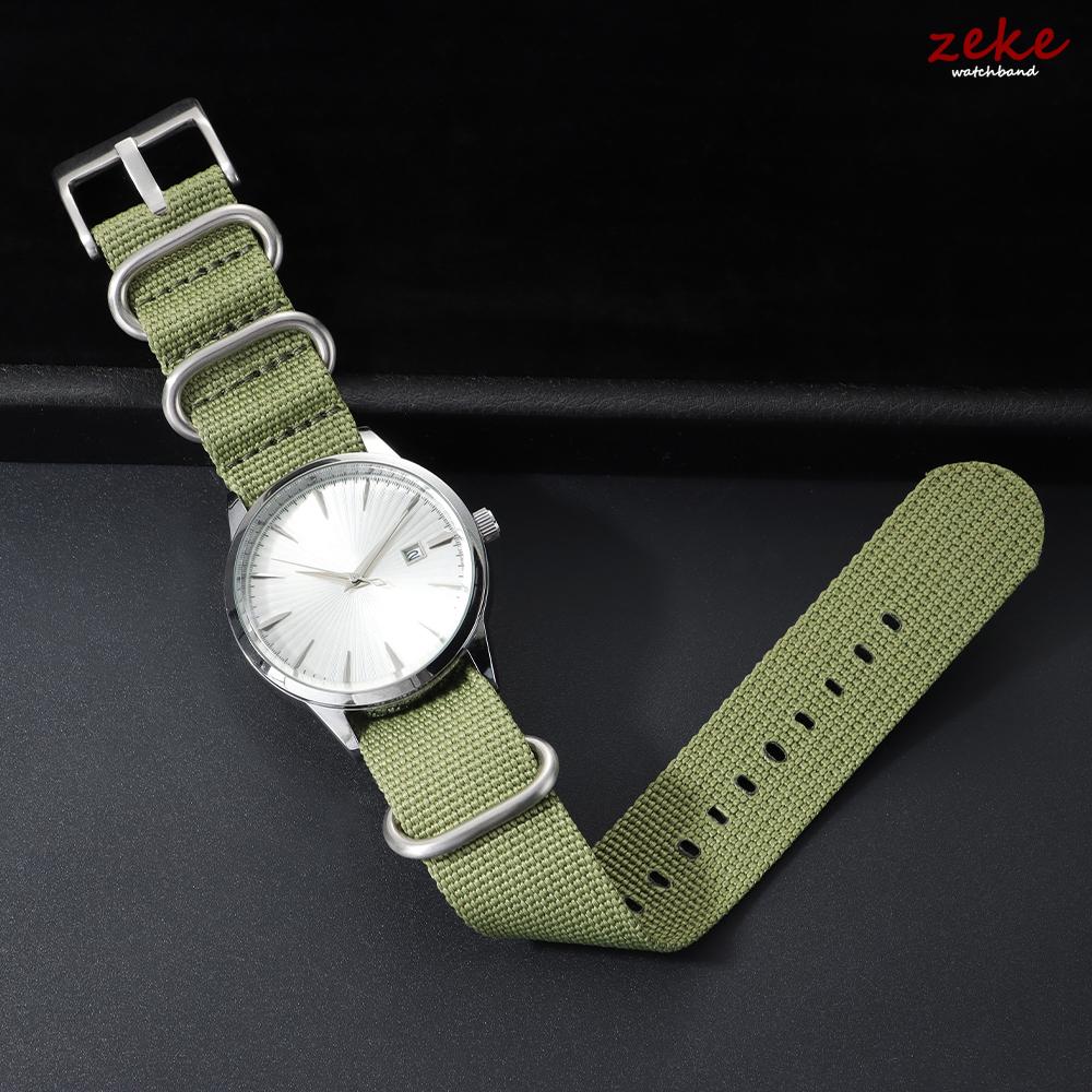 Universal Ribbed Watch Strap Nylon Silver Ring Buckle Band 20mm 22mm Striped Waterproof Bracelet Watch Accessories for Men Women