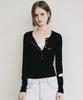 Nigaennikol Button Henley Neck Top_Black