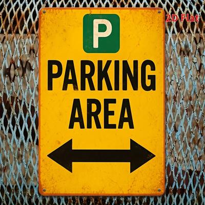 Vintage Parking Area Metal Wall Sign    Retro Iron Plaque with Green Lettering  White Background Perfect for Home Bar C