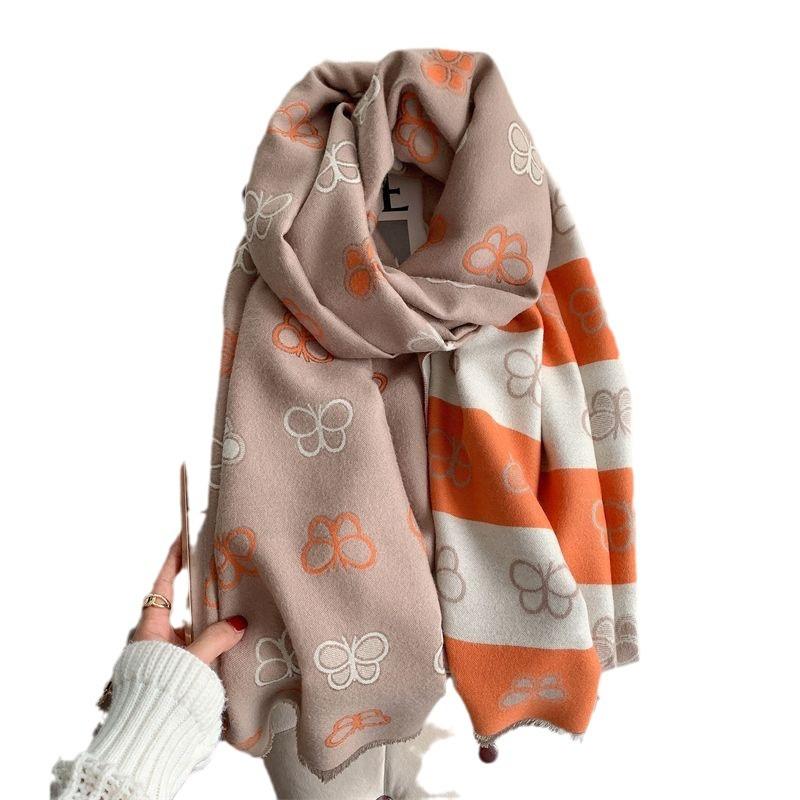 Autumn and Winter Women's Scarf Women's Imitation Cashmere Shawl Dual Use Outer Wear Blanket Blanket Air Conditioned Room To Keep Warm
