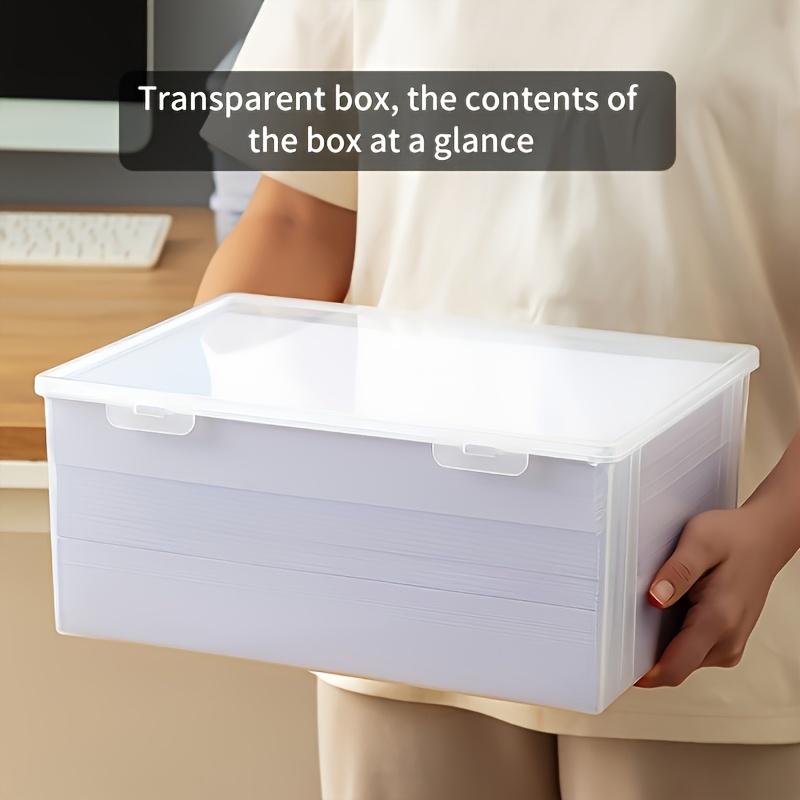 high qualityLarge Capacity Transparent Plastic Storage Box Compatible for A4/A5 Documents - Heavy-Duty File Suitable for Office & Home, Durable