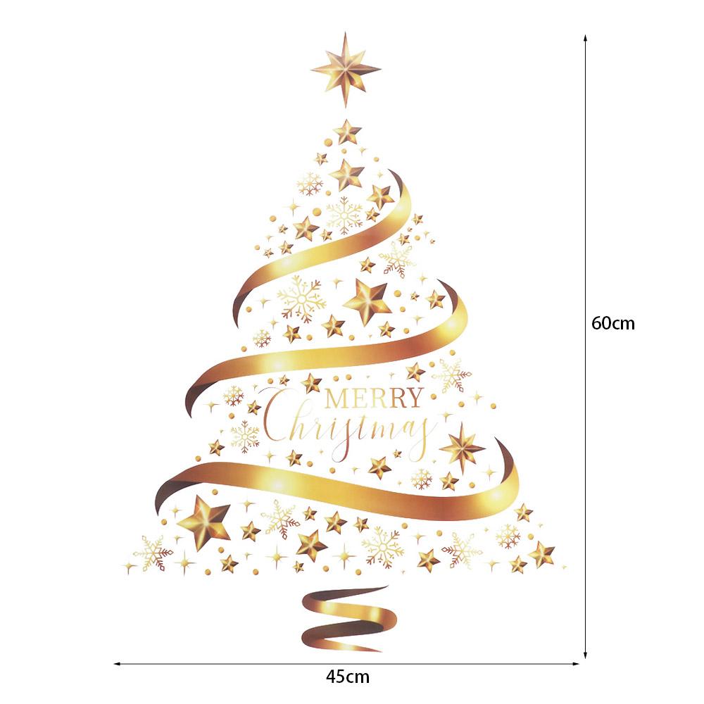 Golden Xmas Decals Creative Wallpaper Atmosphere Decor Christmas Tree Window Stickers  Holiday
