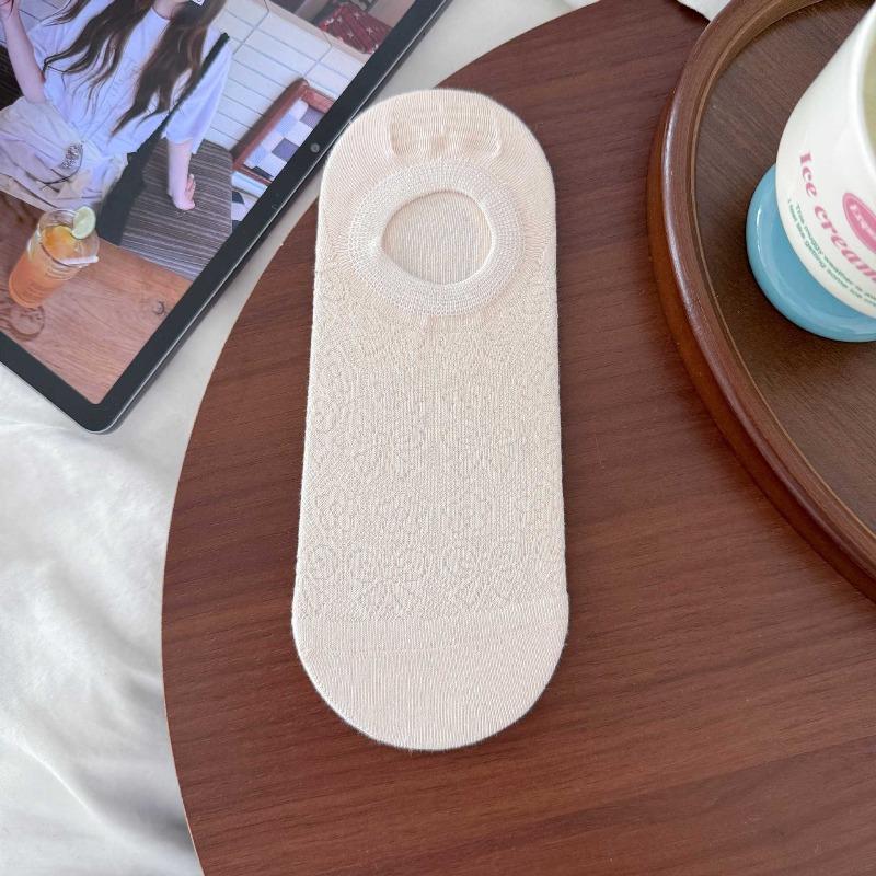 Summer Lightweight Patterned Butterfly Knot Mesh Boat Socks with Anti-slip and Invisible Cotton Lining, Shallow-cut Socks for Women