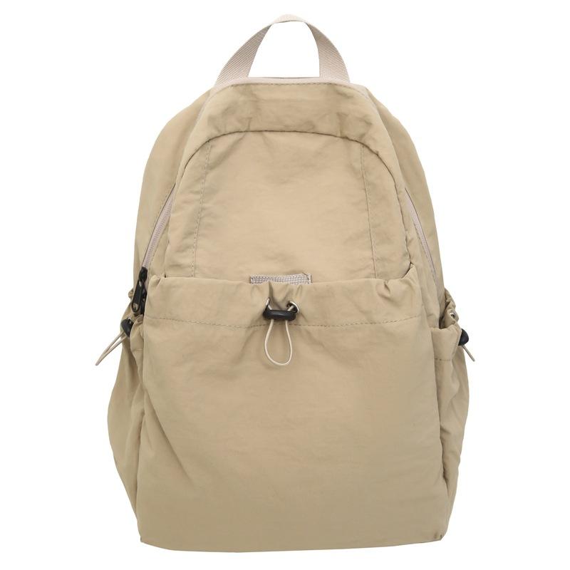 Solid Color Pleated Backpack Men's Lightweight Travel Small Backpack Women's School Bag