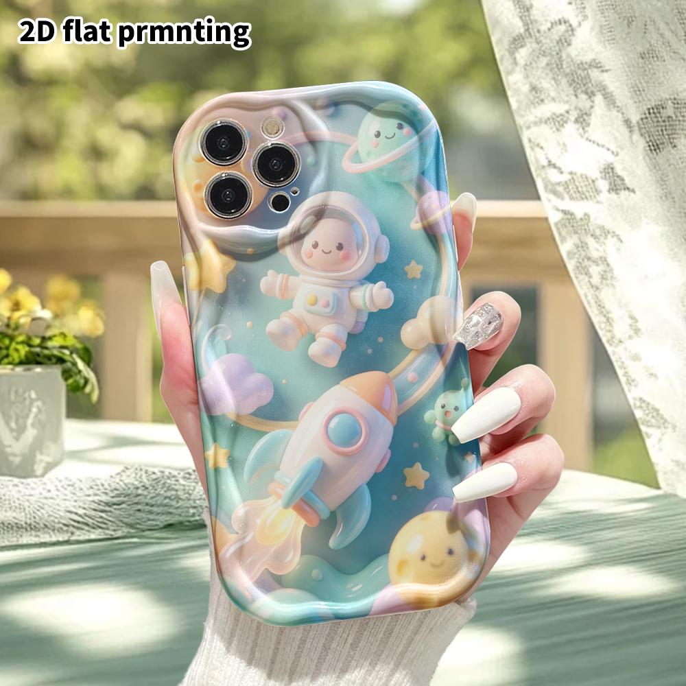Phone case: 2D flat design suitable for iPhone 18 17 16 15 14 13 Pro protective case, astronaut, perfect Christmas and Halloween holiday gift