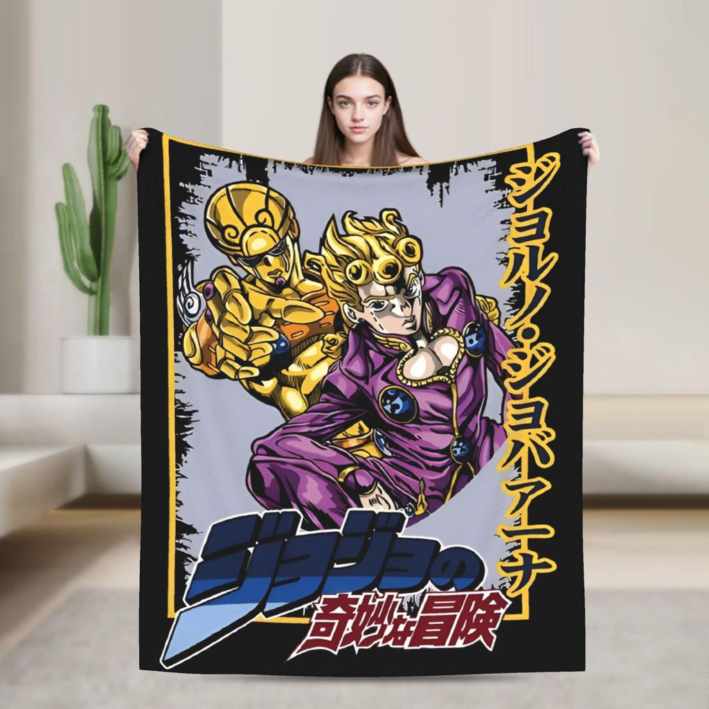 JoJo's Bizarre Adventure Blankets Japanese Anime Wool Throw Blankets Bedding Couch Decoration Thin Bedspread Multi-function