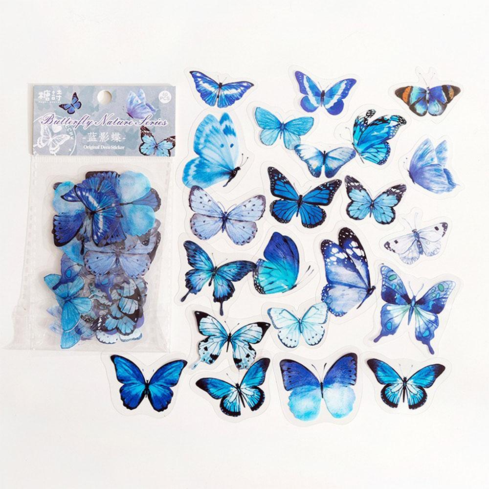 40Pcs/Bag Beautiful Butterfly Sticker PET Transparent Card Journal Decorative DIY Epoxy Resin Craft Material Book Calendar Decor
