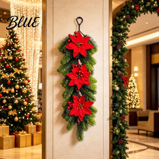 Winter Seasonal Wall Mantel Ornament Artificial Door Christmas Vine Hanging European Wreath Garland with Plastic