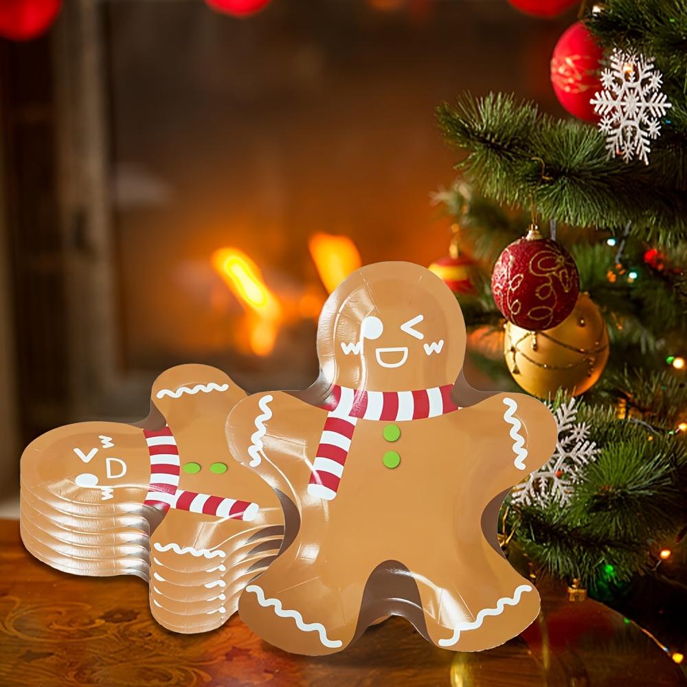 10 Piece Paper Plate Set Gingerbread Man Shaped Disposable Plates Perfect for Christmas Thanksgiving Holiday Celebrations