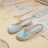 XIHAHA Fashion Slippers Women Soft Flock Cotton Fabric Embroidered Closed Toe Flat Comfortable Casual Ladies Woman Home Shoes