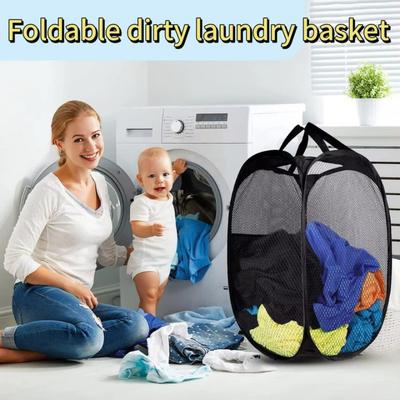 Dirty Clothes Basket Skeleton Ventilated Foldable Easy Storage Portable Large Capacity Clothes Basket Folding Laundry Basket