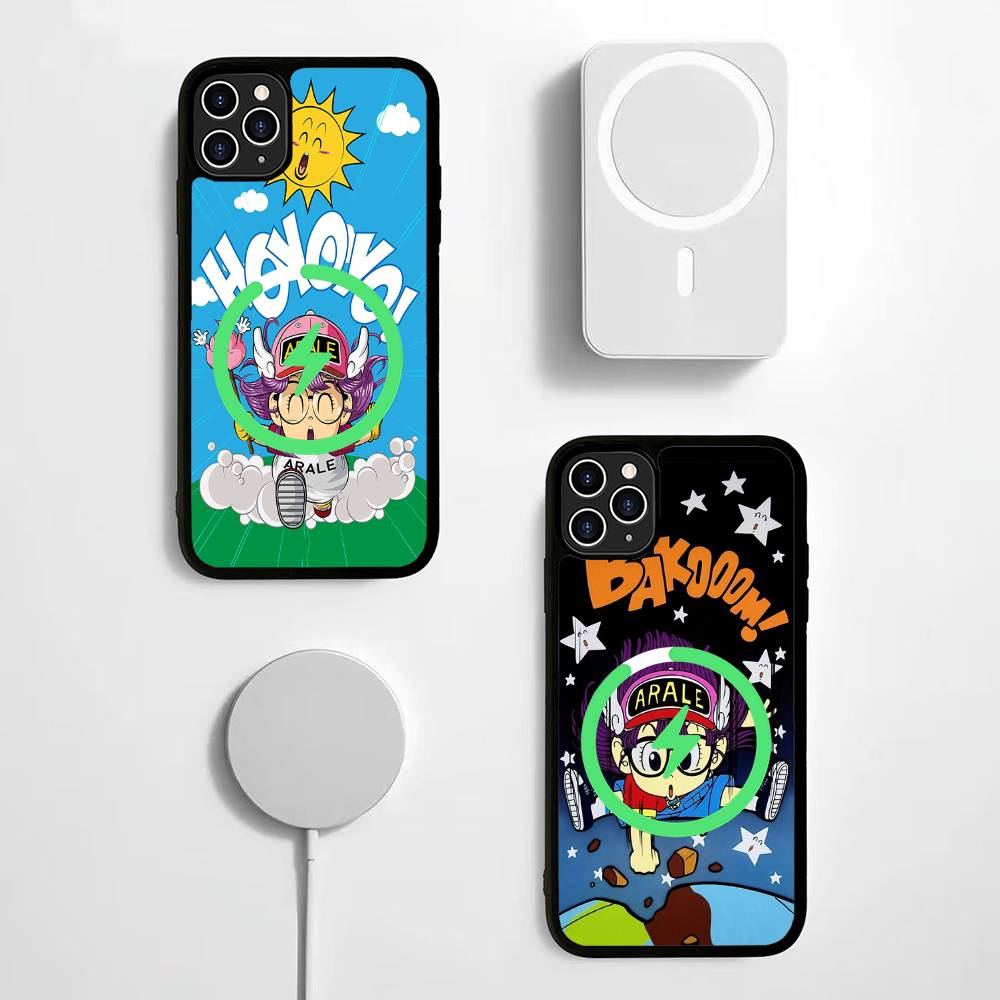 Cartoon Dr Slump Arale Black For Magnetic Phone Case For IPhone 16 15 17 Pro Max 11 12 13 14 Plus Cover