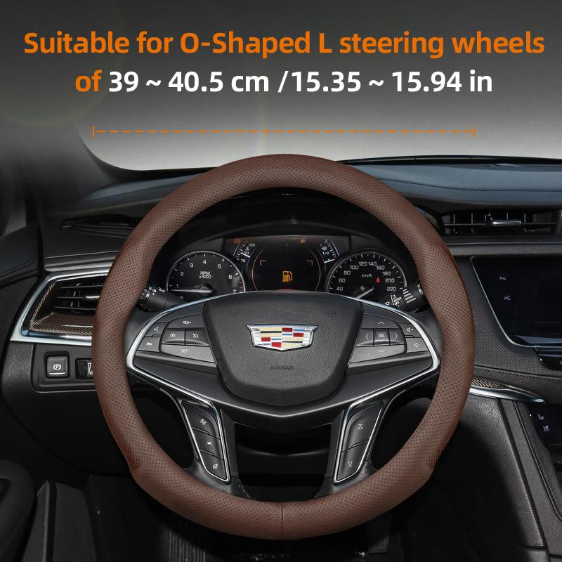 Suitable for Cadillac Ultra-Thin Breathable Leather Steering Wheel Cover Suitable for Cts 2013 Ct4 Carbon Interior Ct5 Xt5 Xt4 Xt6