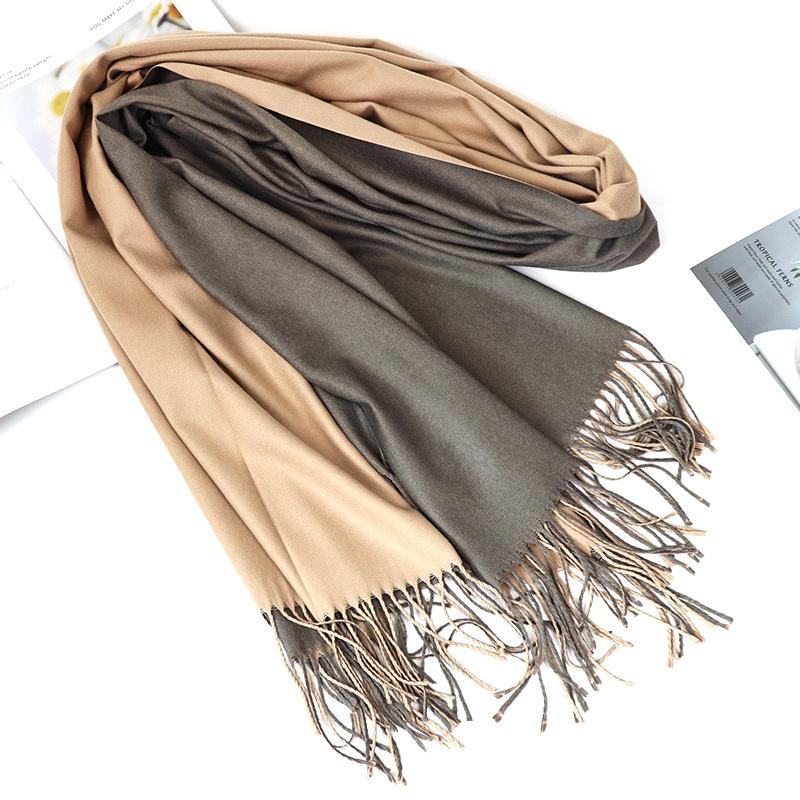 New Double Sided Winter Women Cashmere Solid Scarf Pashmina Shawls And Wraps Female Foulard Hijab Wool Stoles Head Scarves
