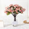 Artificial Rose 15 Head Realistic Colorful Fake Flower Wedding Home Office Table Centerpiece Faux Floral Branch Flower Arrangement Decoration