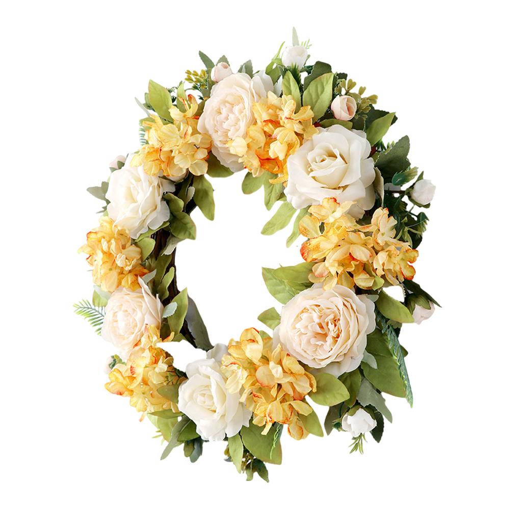 Practical Handmade Silk Rose Wreath with Leaf Portable Accessory for Weddings and Home Decoration Florals Garlands