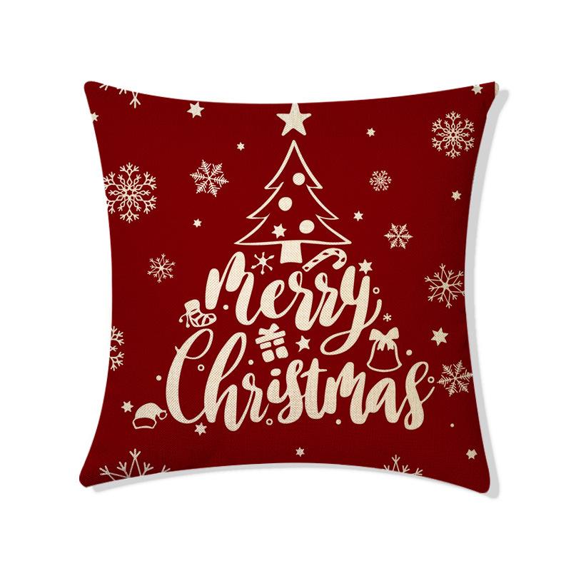 Christmas Snowflake Letter Pattern Throw Pillow Cover With Short Plush Print For Living Room Sofa Decoration Cushion Cover