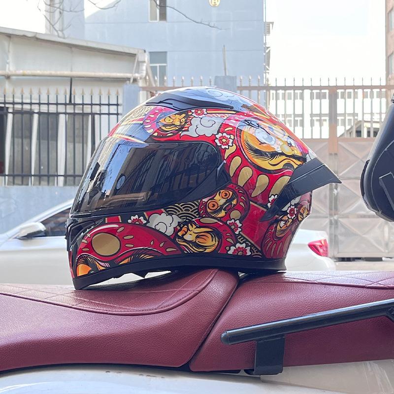 Motorcycle big tail helmet full helmet can be installed Bluetooth headset men's four seasons electric vehicle locomotive riding safety