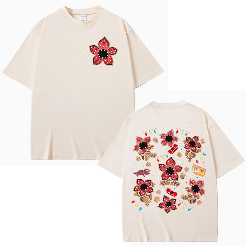 Eddie Munson The Demogorgon Tshirt with Man Eating Flower Monster Pattern Print for Men Women Casual Pure Cotton Tshirt Top