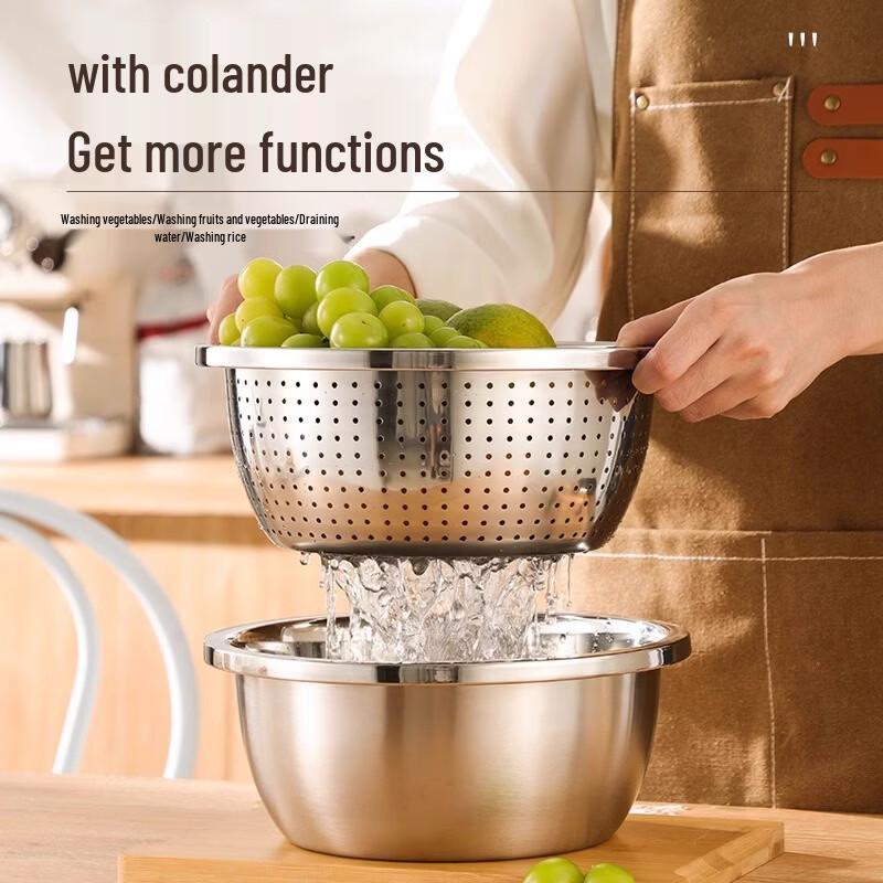304 Stainless Steel Round Colander & Draining Basin