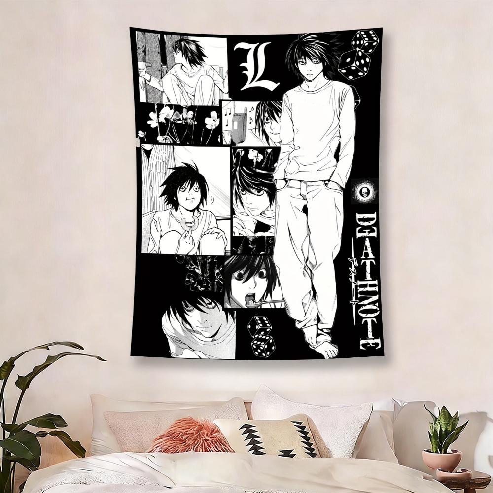 Death Note L Lawliet Manga Collage Tapestry Anime Wall Hanging for Bedroom Dorm Decor Flat Print