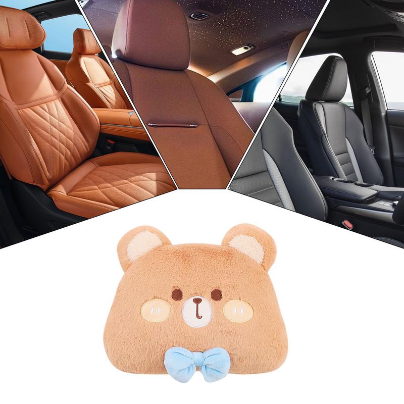 Bear Car Headrest Pillow Plush Cute Lumbar Support Pillow Plush Bear Shape Waist Cushion Cute Headrest Pillows For Car Front
