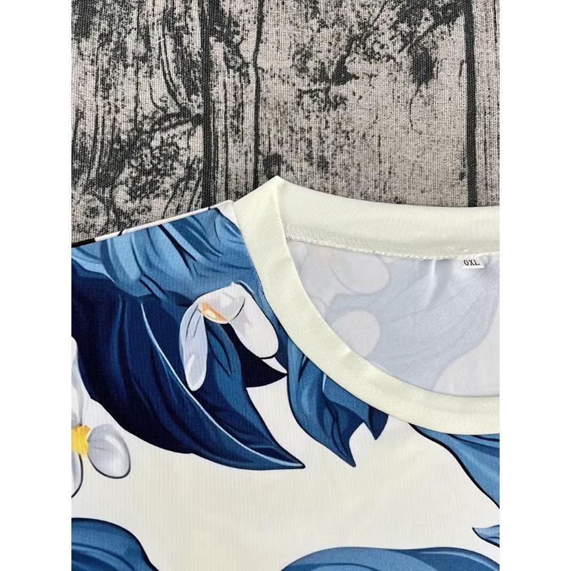 Women's Summer Lemon Tree Short Sleeved 3D Digital Printing Fresh Full Printed Short Sleeved T-shirt for Spring and Summer