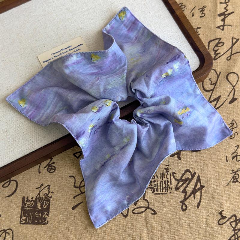 French Style Stain Scrunchies Ponytail Holder Rubber Bands Pearl Square Hair Rope Ties Elastic Hair Bands Women Hair Accessories