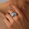 Stainless Steel Metal Shell Open Rings For Women Men Vintage Gold Color Starfish Adjustable Ring Beach Party Zircon Gift