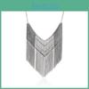 Antique Gold Silver Alloy Tassel Necklace For Men Women With Chain Style