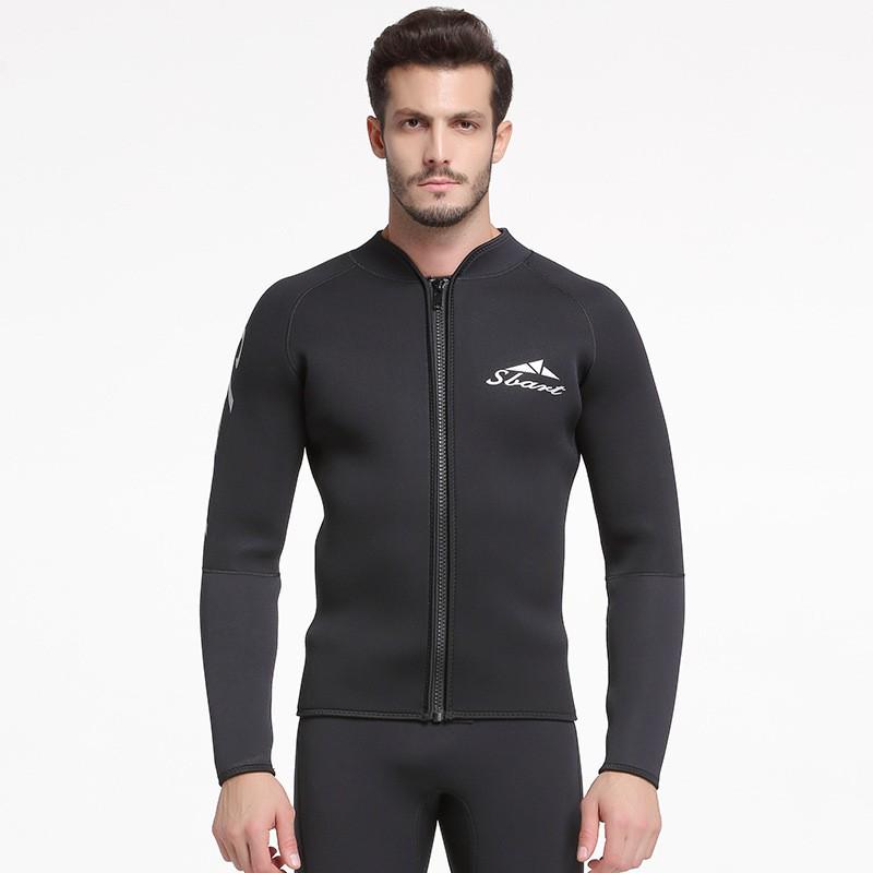 5mm Thick Wetsuit Diving Surfing Snorkeling Winter Swimming Mens Long Sleeve Pants Separated Rash Guard
