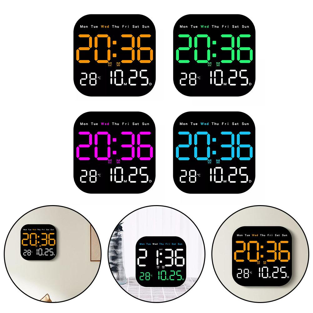 Elektronische Wanduhr Temperatur Datum Anzeige Tischuhr Wandmontage Digitale LED Uhren Für Zuhause 12/24H Sprachsteuerung Sommerzeit