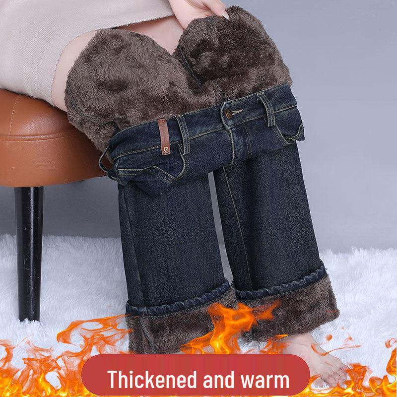 

Women s Flannel Wide-Leg Lambswool Cotton Pants - Straight-Leg, Thickened for Autumn/Winter 2026 M (50-55 kg)