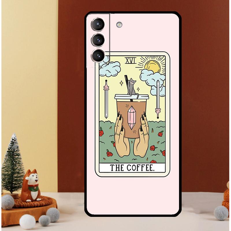

CAKE COFFEE The Boba Tarot Card Case For Samsung Galaxy S23 S24 Ultra S8 S9 S10 S22 Plus Note 10 20 Ultra S20 S21 FE Cover Galaxy S24Ultra